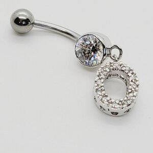 New 925 Sterling Silver Initial belly button ring "O"